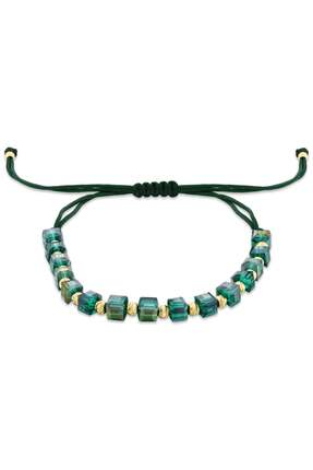 Jelena Petra 14 Ayar Altın Dorika İpli Bileklik – Kristal Zümrüt