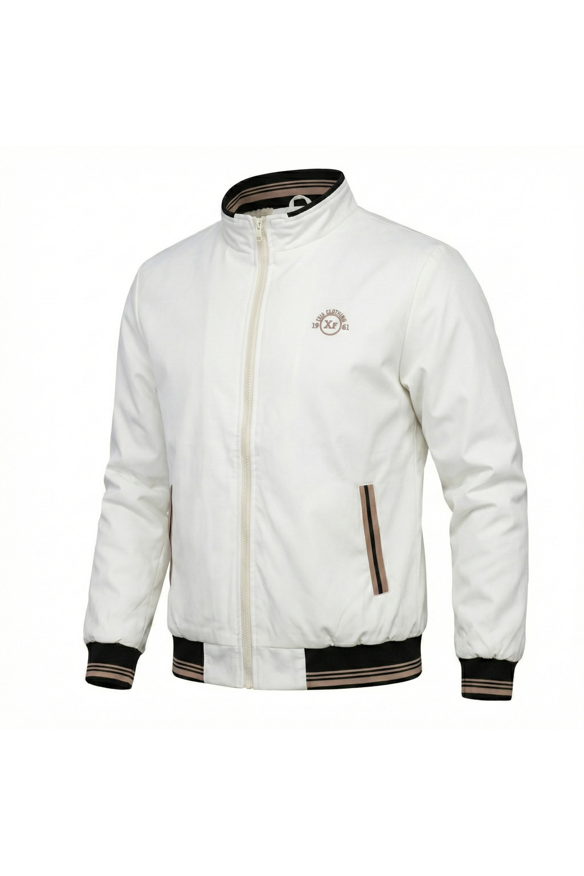 ixir  İçi Kürklü Nakış Armalı Mevsimlik Erkek Mont & Ceket Bej & Kırık Beyaz - Görsel 2