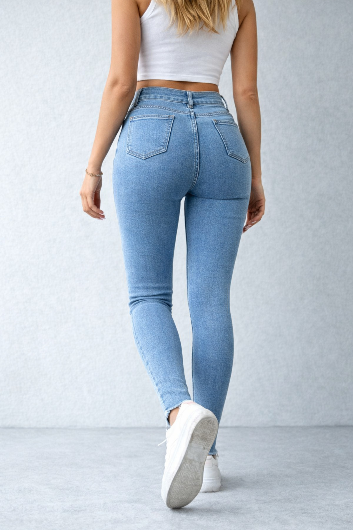 Polo State  Yüksek Bel Toparlayıcı Likralı Skinny Jean – Açık Mavi - Görsel 4