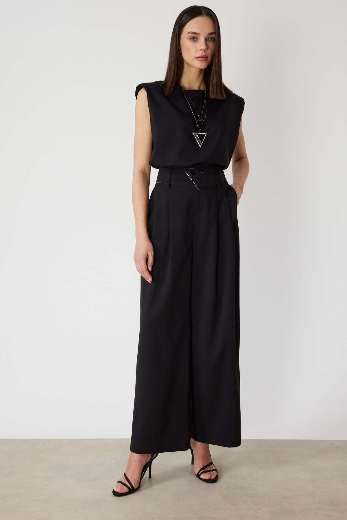 Belted Waist Pleated Pants