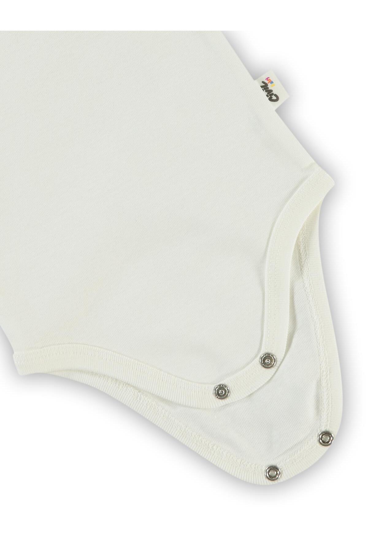 Civil Baby 5 li Düz Basic Sıfır Kol Çıtçıtlı Badi - Beyaz fotoğrafı 2 (önizleme)