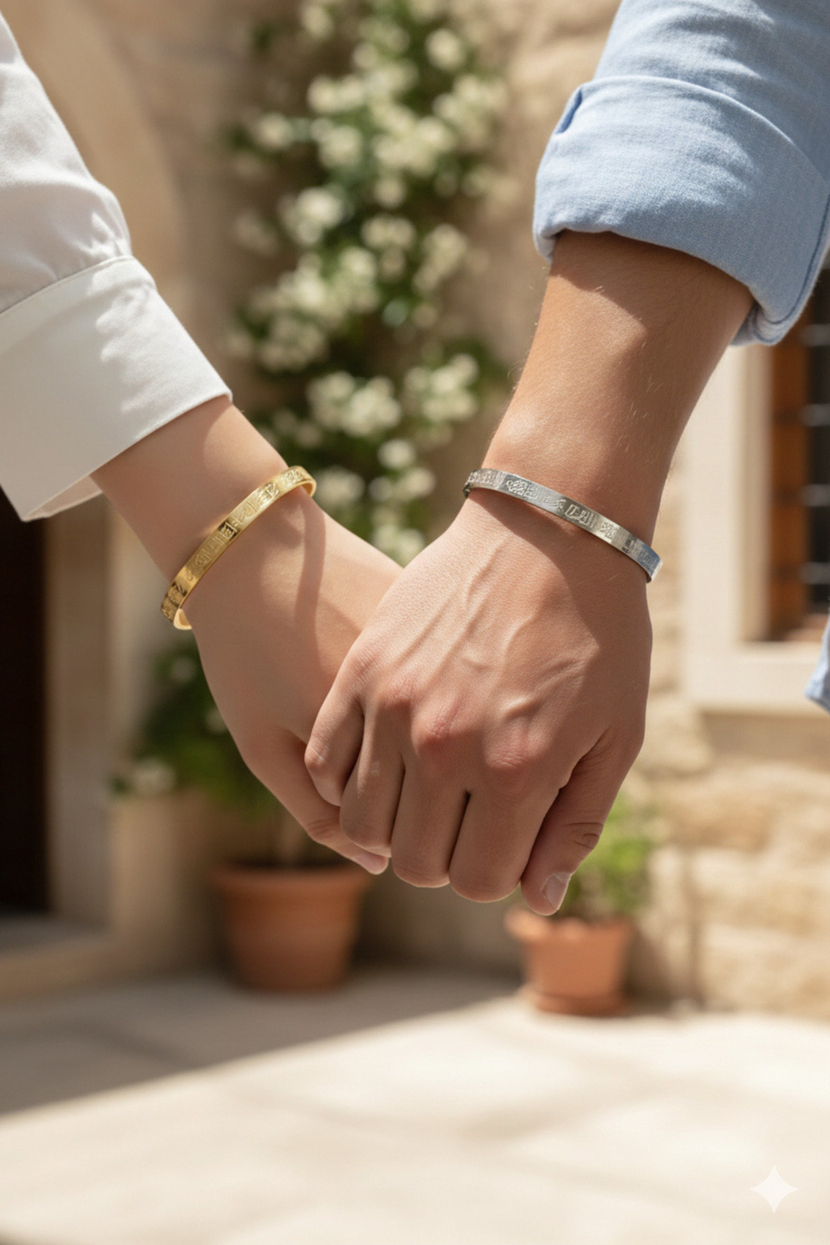 Nutly Accessories Sevgiliye Özel Çift Ayetel Kürsi Bileklik, Hediye Paketli Altın & Gümüş Renk Erkek Kadın Kombin