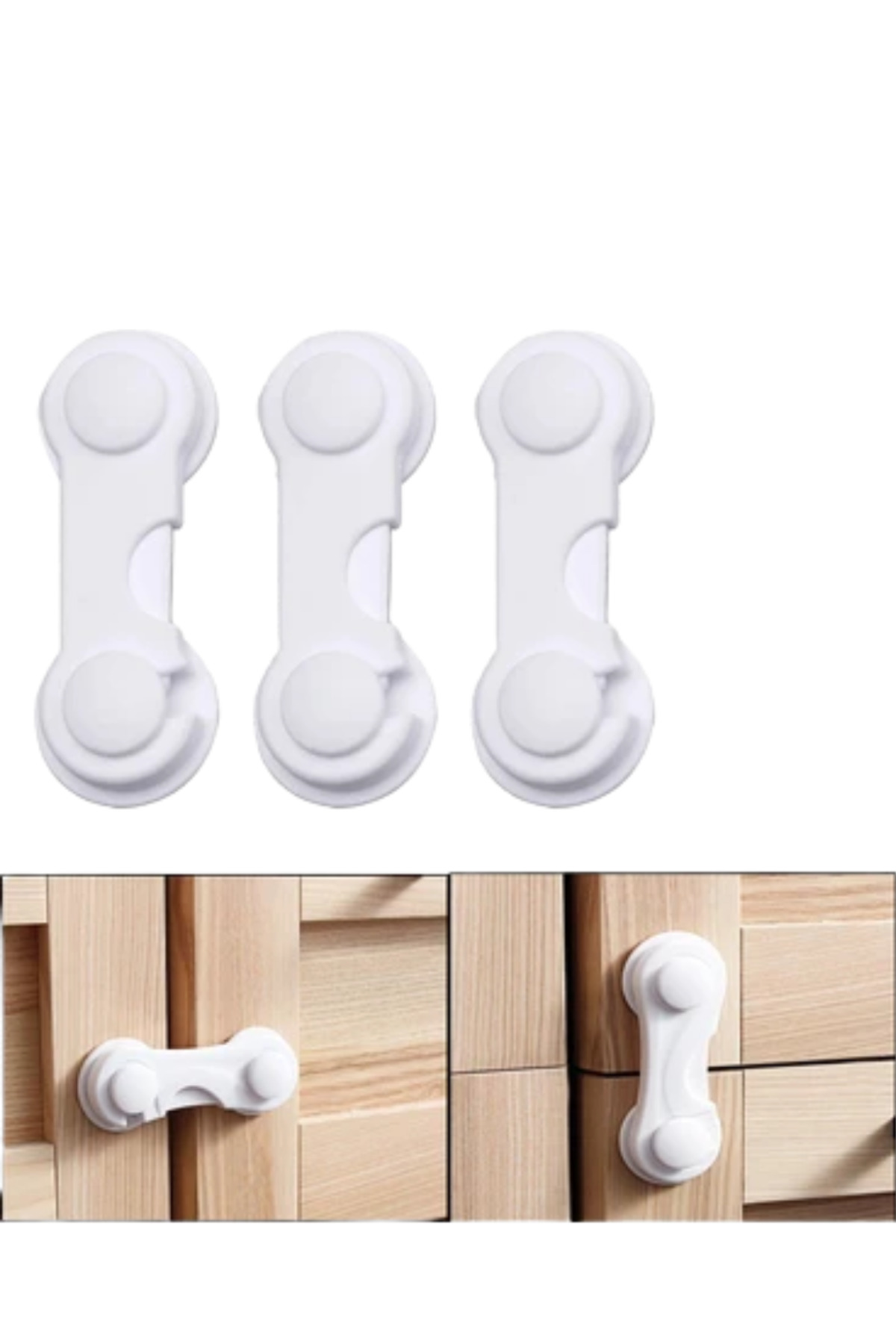 Leyaton ieg™ 4 Adet Bebek ve Çocuk Koruyucu Dolap Kilidi Vida Gerektirmeyen Güvenlik Seti RVRSTR fotoğrafı 3 (önizleme)