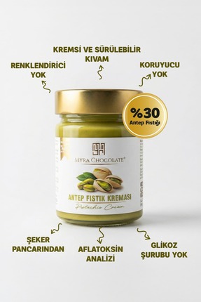 Myra Çikolata Evim Gerçek Antep Fıstıklı Glikozsuz Koruyucusuz Sürülebilir Fı...