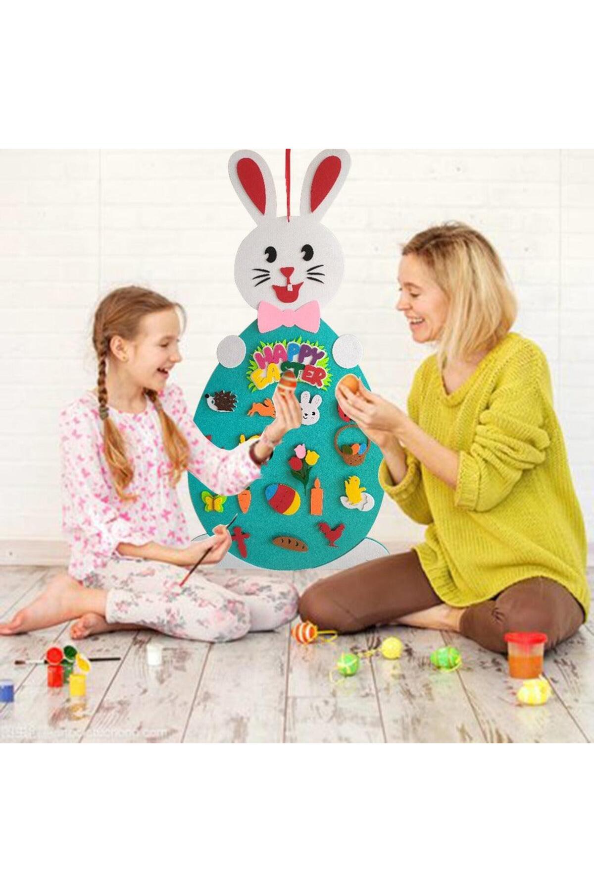 antiola Paskalya Tavşan Temalı Keçe Oyun Matı Duvara Asılabilir| Montessori Aktivite Duyusal Eğitici Oyuncak fotoğrafı 5 (önizleme)