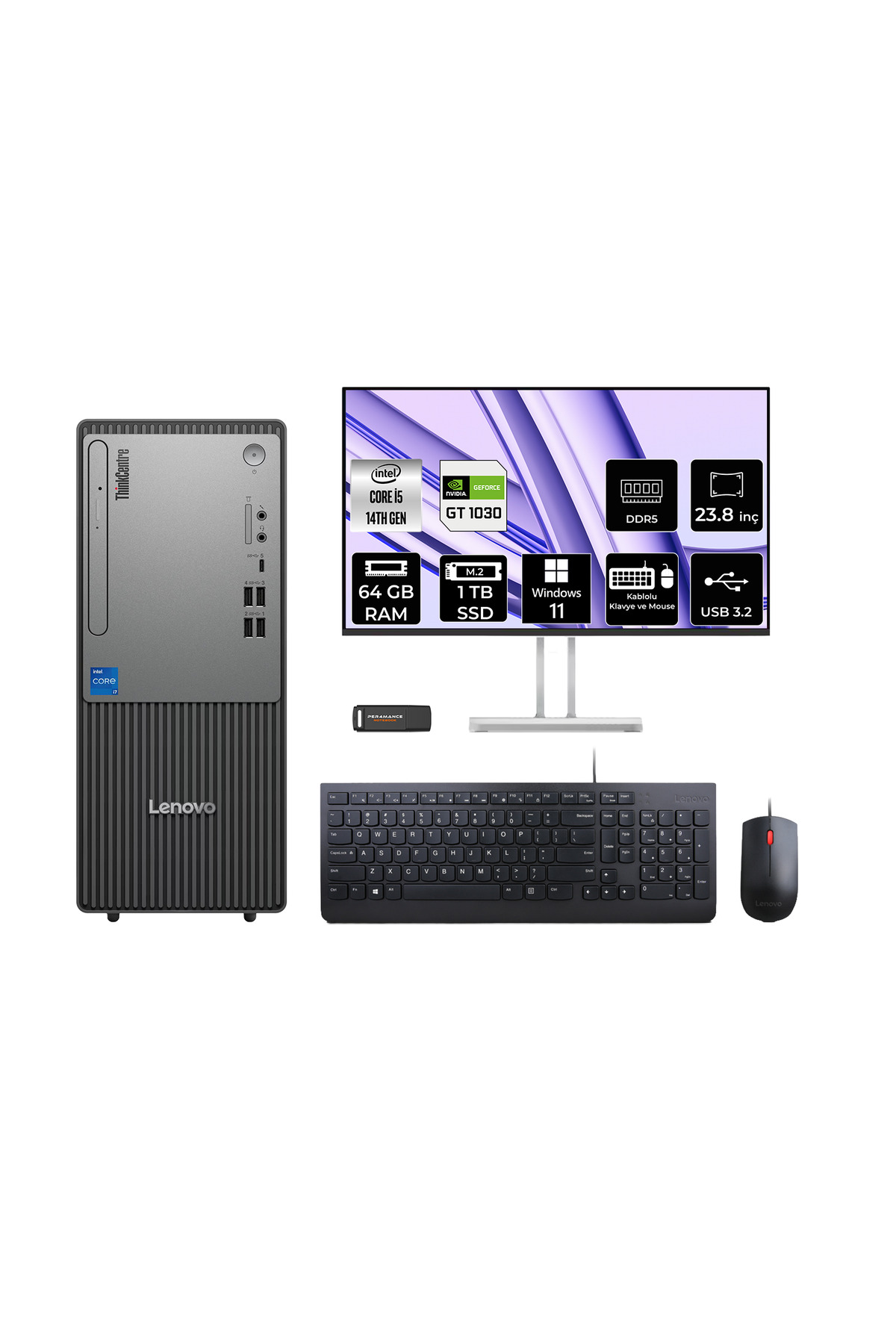 LENOVO ThinkCentre Neo 50T G5 i5 14400 64GB 1TB SSD GT1030/4GB