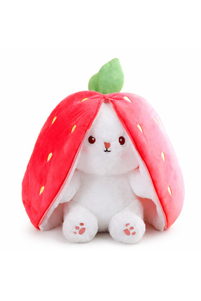 Zirve Çilek Tavşan Peluş Oyuncak 33 cm – Fermuarlı Tavşan Yumuşak Oyuncak, He...