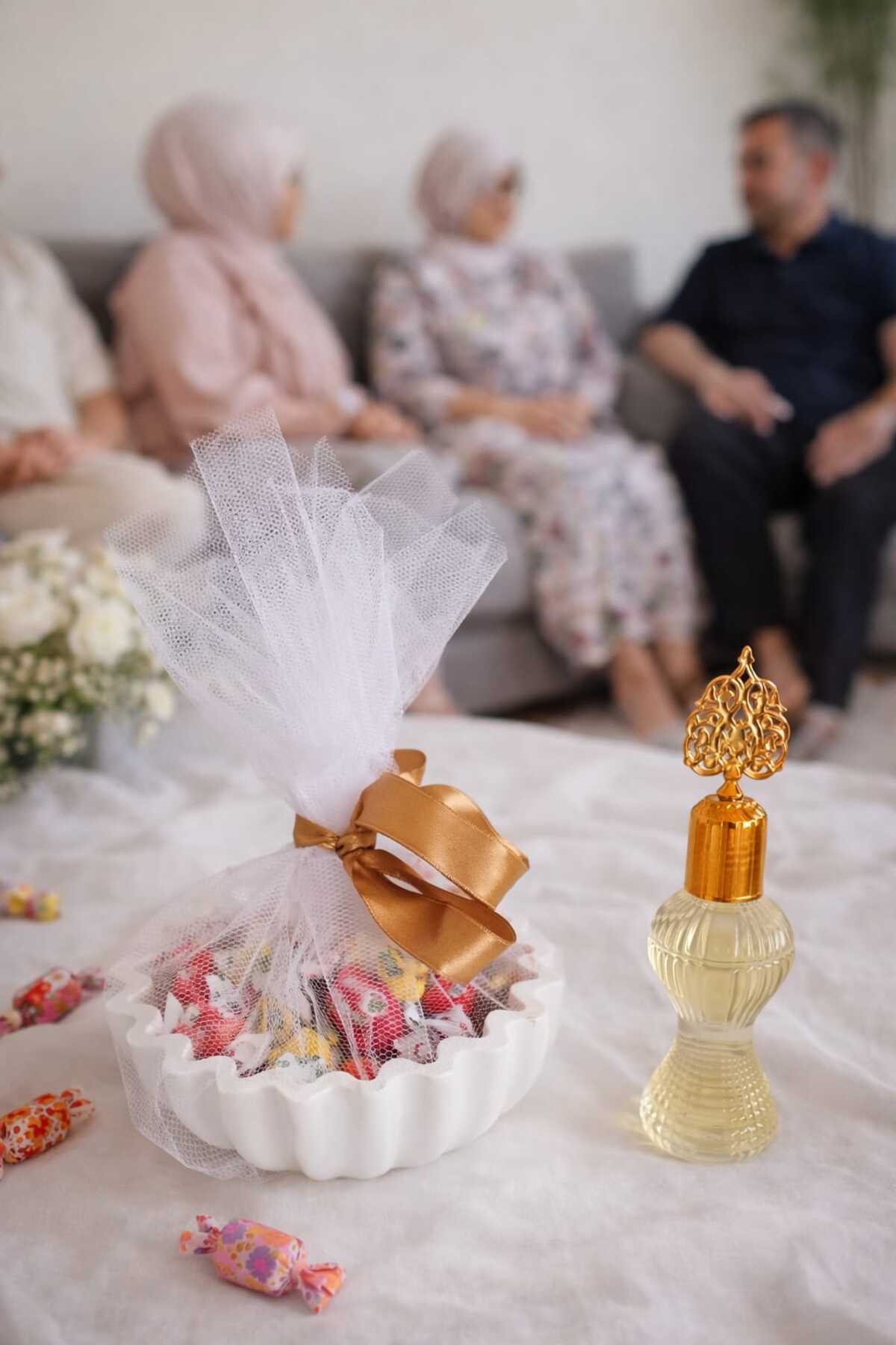 Dekoratif Beton Şekerlik & Lokumluk | Beyaz Dalgalı Kase