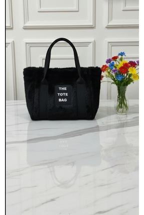 Tanbagtr Siyah Peluş Tote Çanta Çapraz Askılı