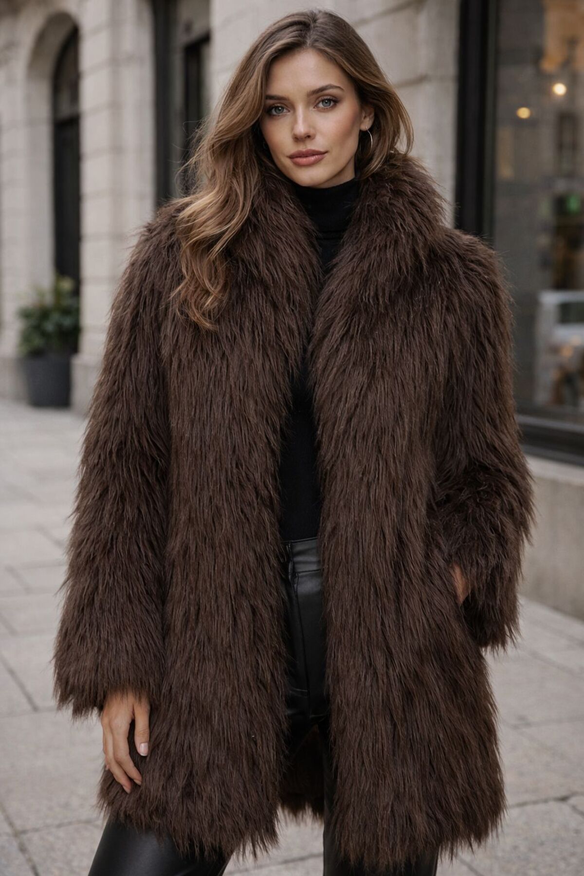 CLASSYY BUTİK  Astarlı Çıtçıtlı Kadın Kürk