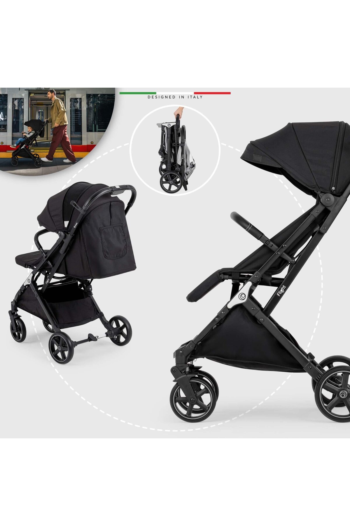 Elele Flight 2 Kabin Tipi Bebek Arabası Siyah fotoğrafı 3 (önizleme)