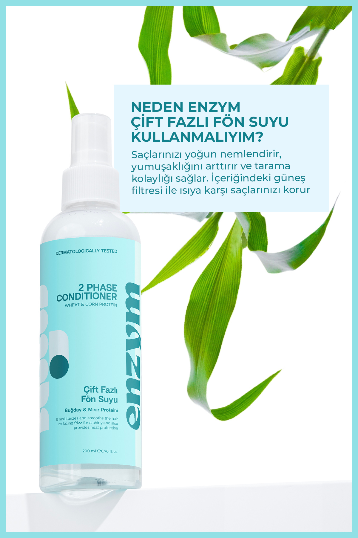 Çift Fazlı Elektriklenme Karşıtı Ve Isı Koruyucu Fön Suyu (Buğday Protein) Saç Spreyi 200 ml — NC00078 — تصویر 2 از 4