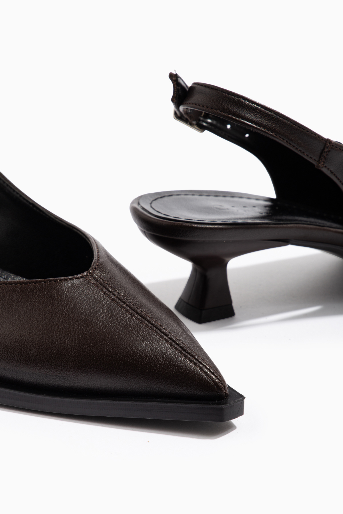 camaiore  Kahverengi Klasik Kısa Topuklu Ayakkabı Kadın Mini Topuk