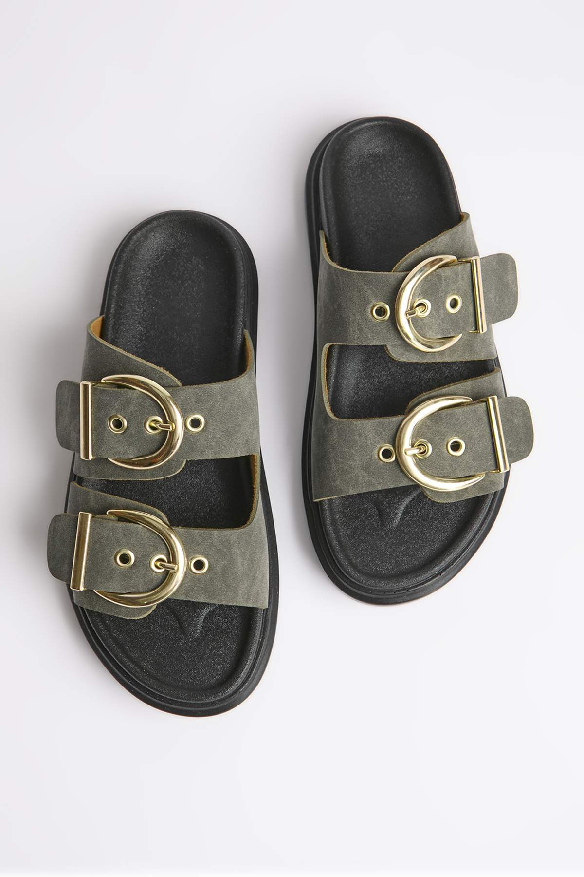 TRENDYOL SHOES Khakifarbene Nubuk-Damenhausschuhe TAKSS26TE00005