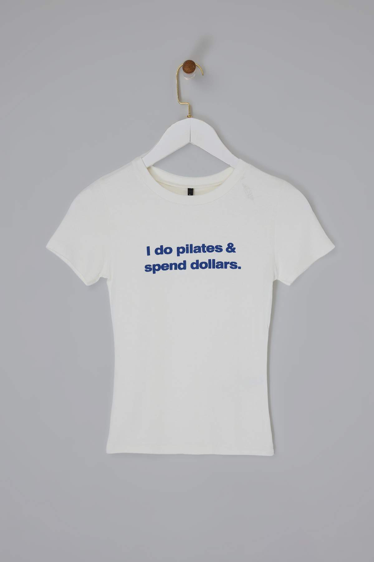 Trendyolmilla  Ekru Slogan Fitted Bisiklet Yaka Standart Kol Kısa Pamuk Ribana Örme T-Shirt TWOSS26TS00071 - Görsel 5