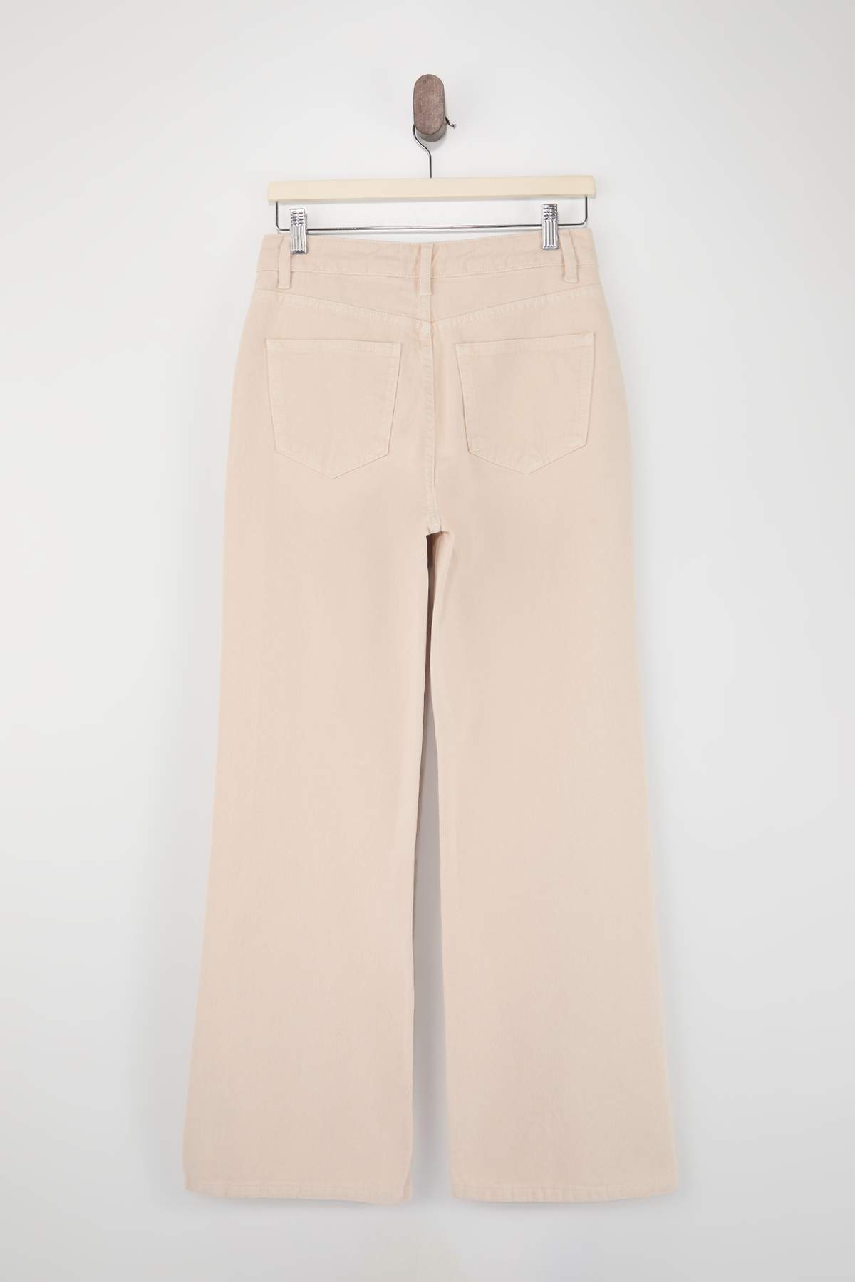 Trendyolmilla  Bej Yüksek Bel %100 Pamuk Wide Leg Geniş Paça Jeans TWOSS26JE00187 - Görsel 6