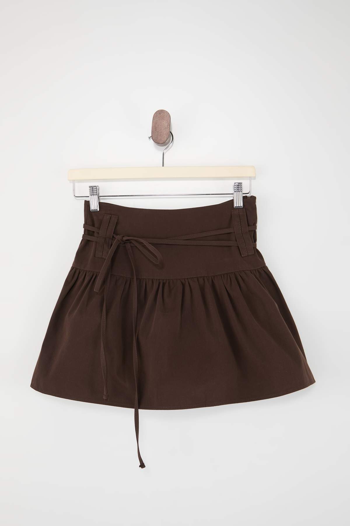 Trendyolmilla  Kahverengi %100 Pamuk Gabardin Süper Mini Etek TWOSS26ET00085 - Görsel 5