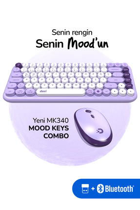 Daxi MK340 Mood Keys Combo Kablosuz Bluetooth Klavye Mouse Seti, Türkçe Q Kla...