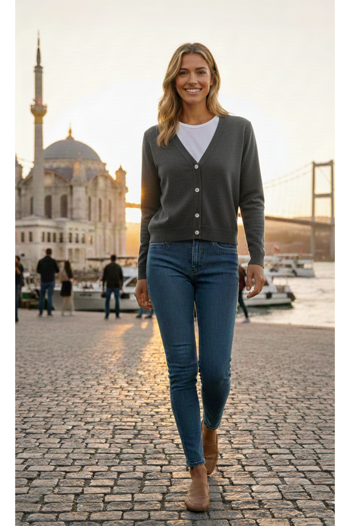 VAKKUM  HIRKA DÜĞMELİ GRİ