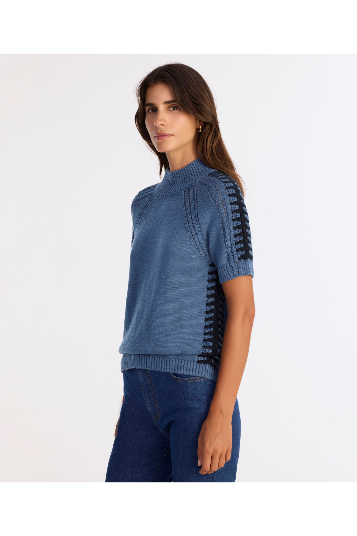 Yargıcı  Regular Dik Yaka Kısa Kol Kazak - Görsel 3