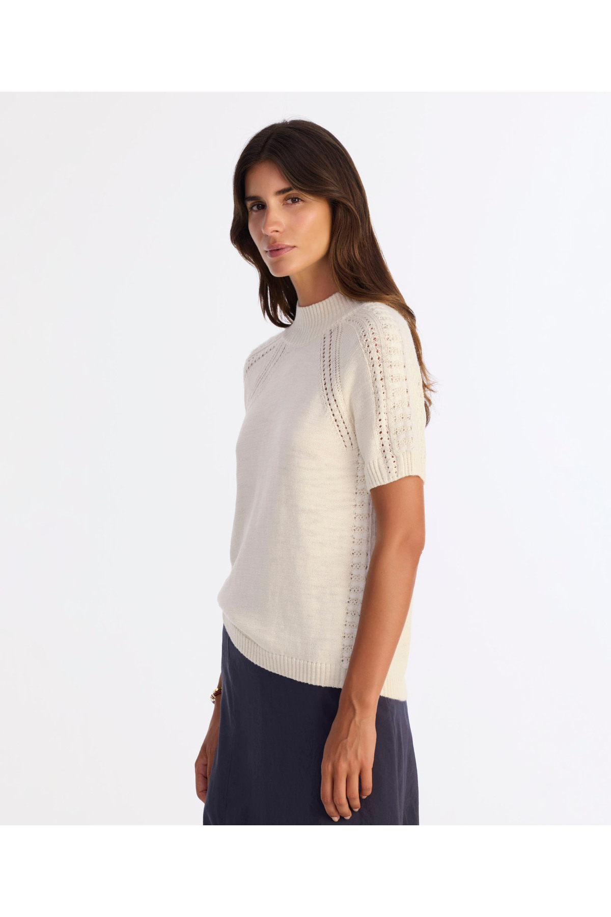 Yargıcı  Regular Dik Yaka Kısa Kol Kazak - Görsel 4