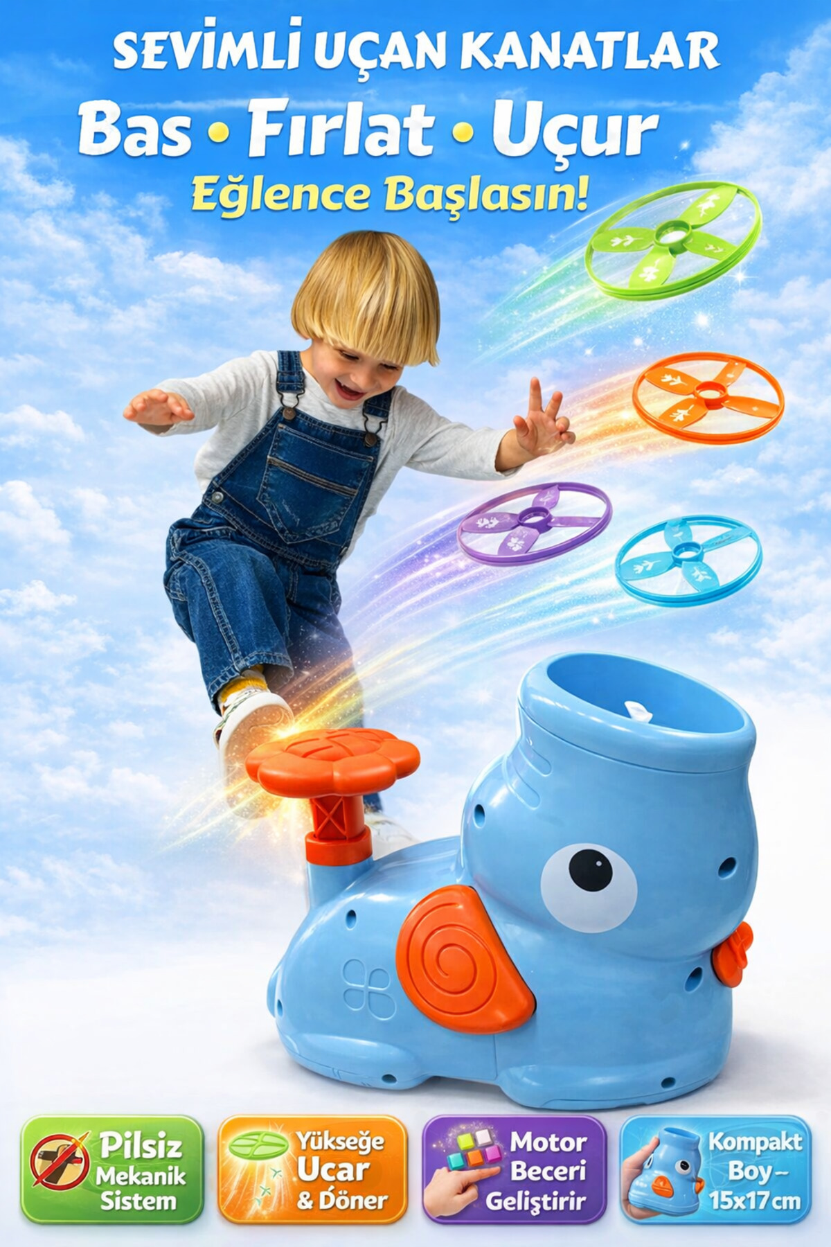 Cute Flying Propellers Playset - Flying Wings Discs Launcher Toy for Kids