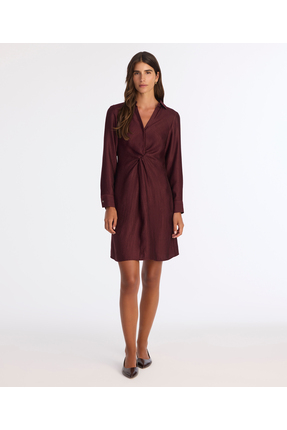 Yargıcı Düz V Yaka Uzun Kol Elbise