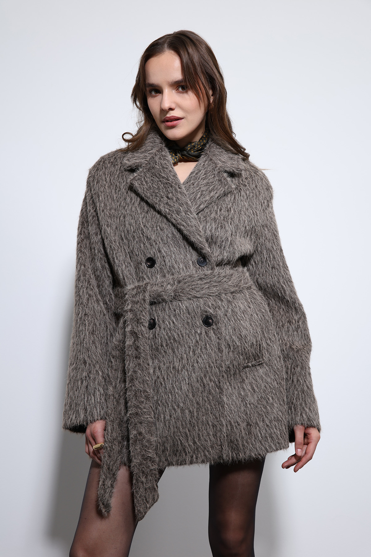 Antioch  Kahve Kısa Suni Kürklü Kaban