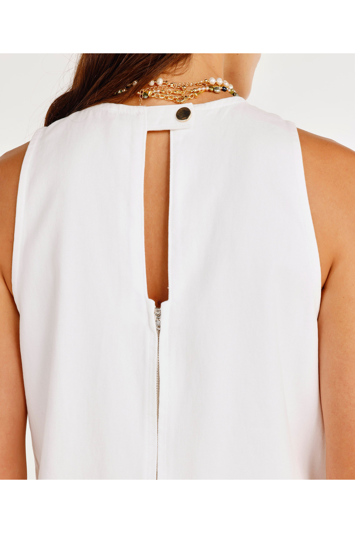 Yargıcı  Yırtmaç Detaylı Kolsuz Midi Boy Elbise - Görsel 5