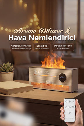 EN SİGA LED Alev Efektli Ultrasonik Hava Nemlendirici & Aroma Difüzör