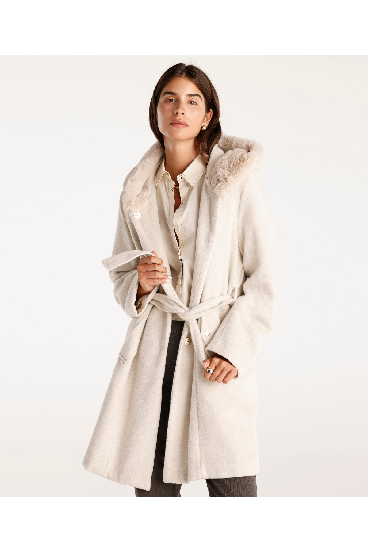 Yargıcı  Kapüşon Detaylı Palto - Görsel 3