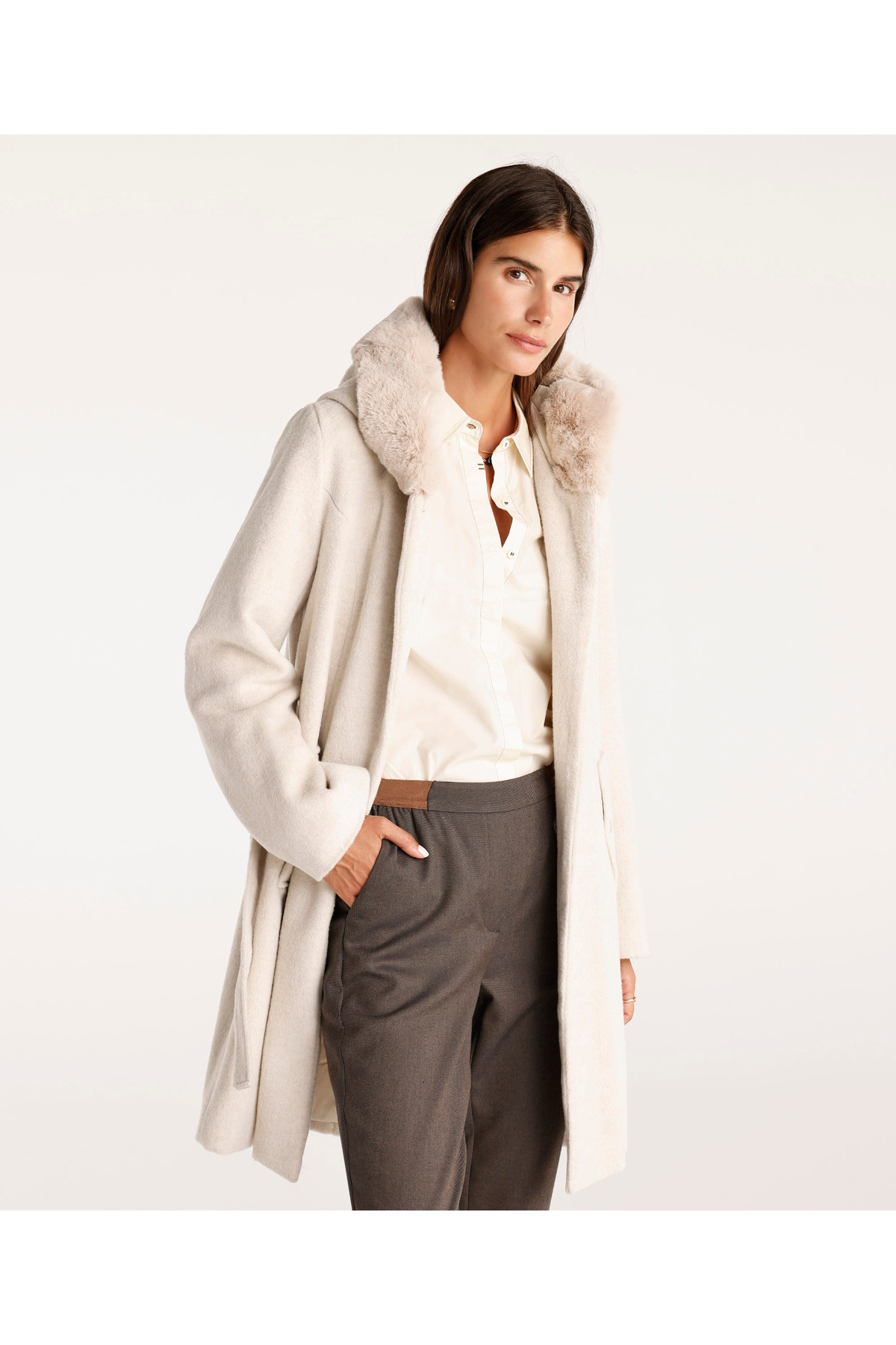 Yargıcı  Kapüşon Detaylı Palto - Görsel 2