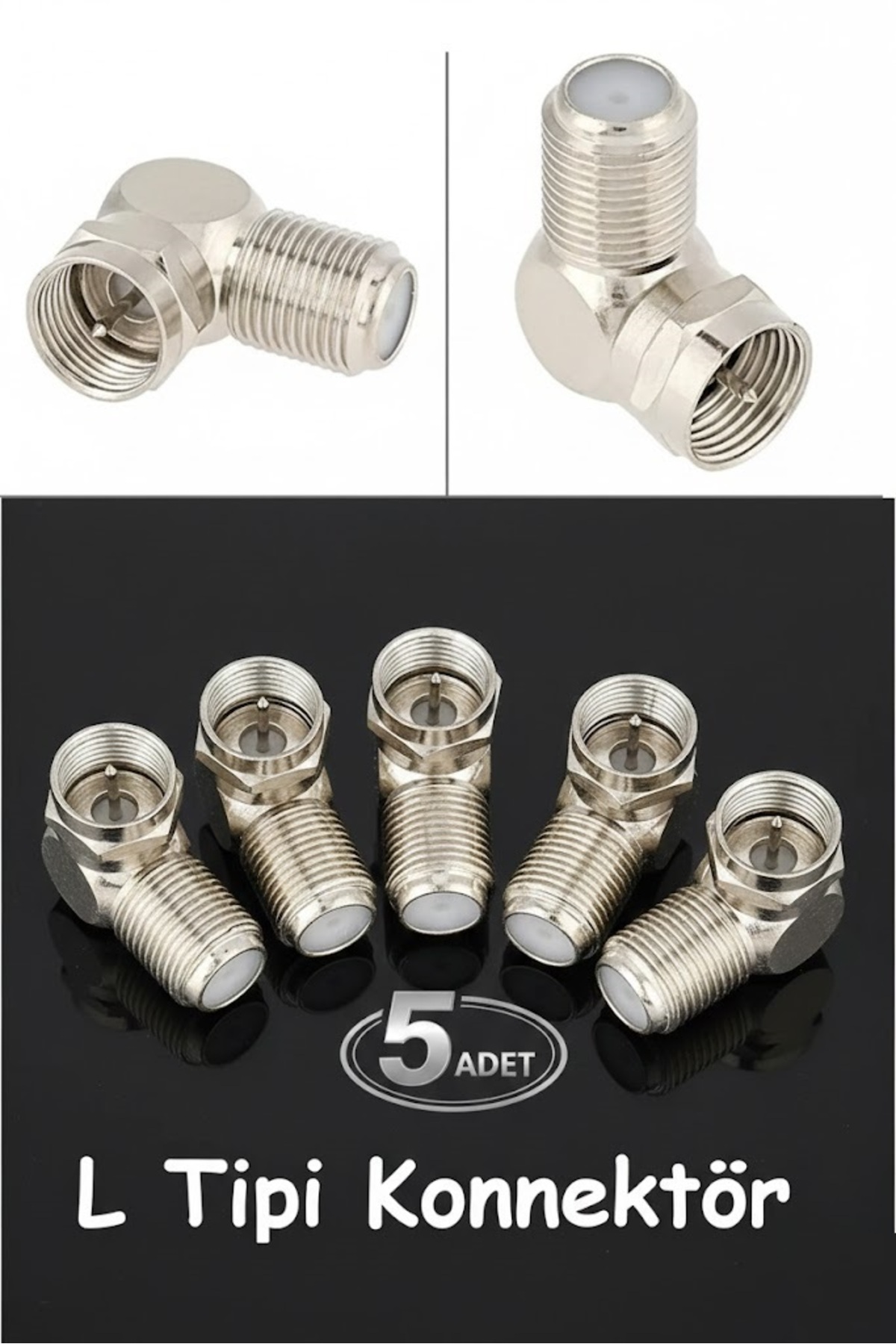 L Type Connector Plug Rg6 Flip 90 Degree F Connector Suitable for TV Satellite CVTV Systems ( 5 Pieces )