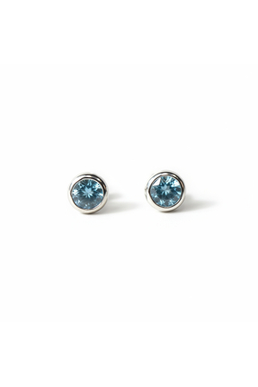 Lithora Jewellery Doğal Mavi Topaz Taşlı Gümüş Küpe