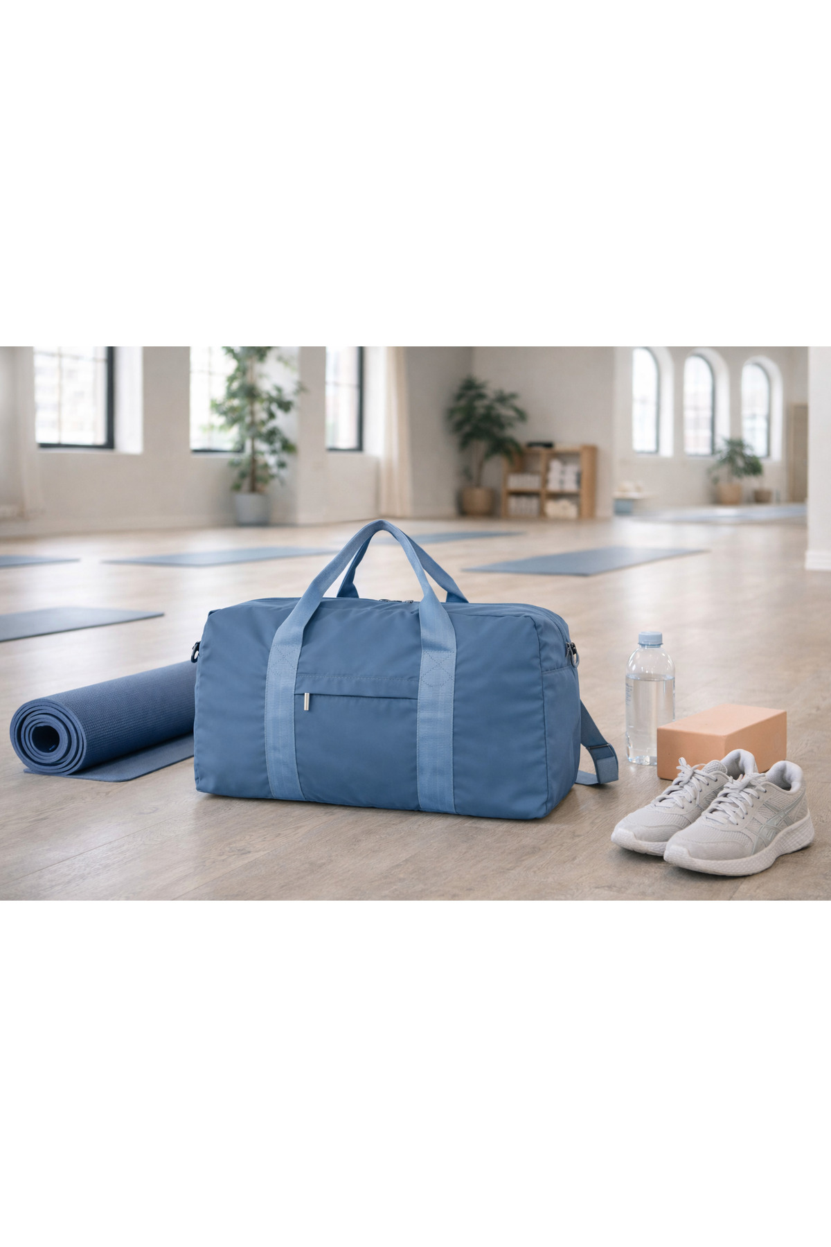 ICONE BAG Spor Çanta, Paraşüt Kumaş Önü Cepli Unisex Spor Fitness Gym Çantası, Mavi Renk Spor Çantası görsel 7
