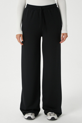 Ritnice Kadın Modal Select Geniş Paça Siyah Eşofman Altı