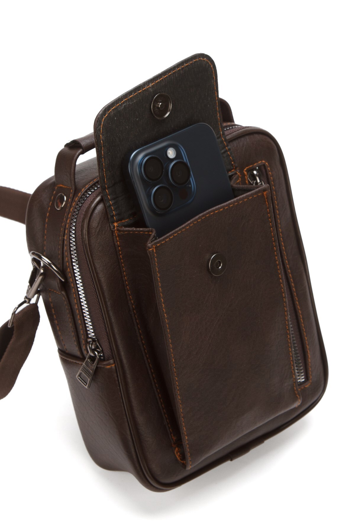 Newish  Erkek Mekanizmalı Cüzdan ve Deri Kapaklı Omuz El Çantası (17X22CM) - Görsel 2