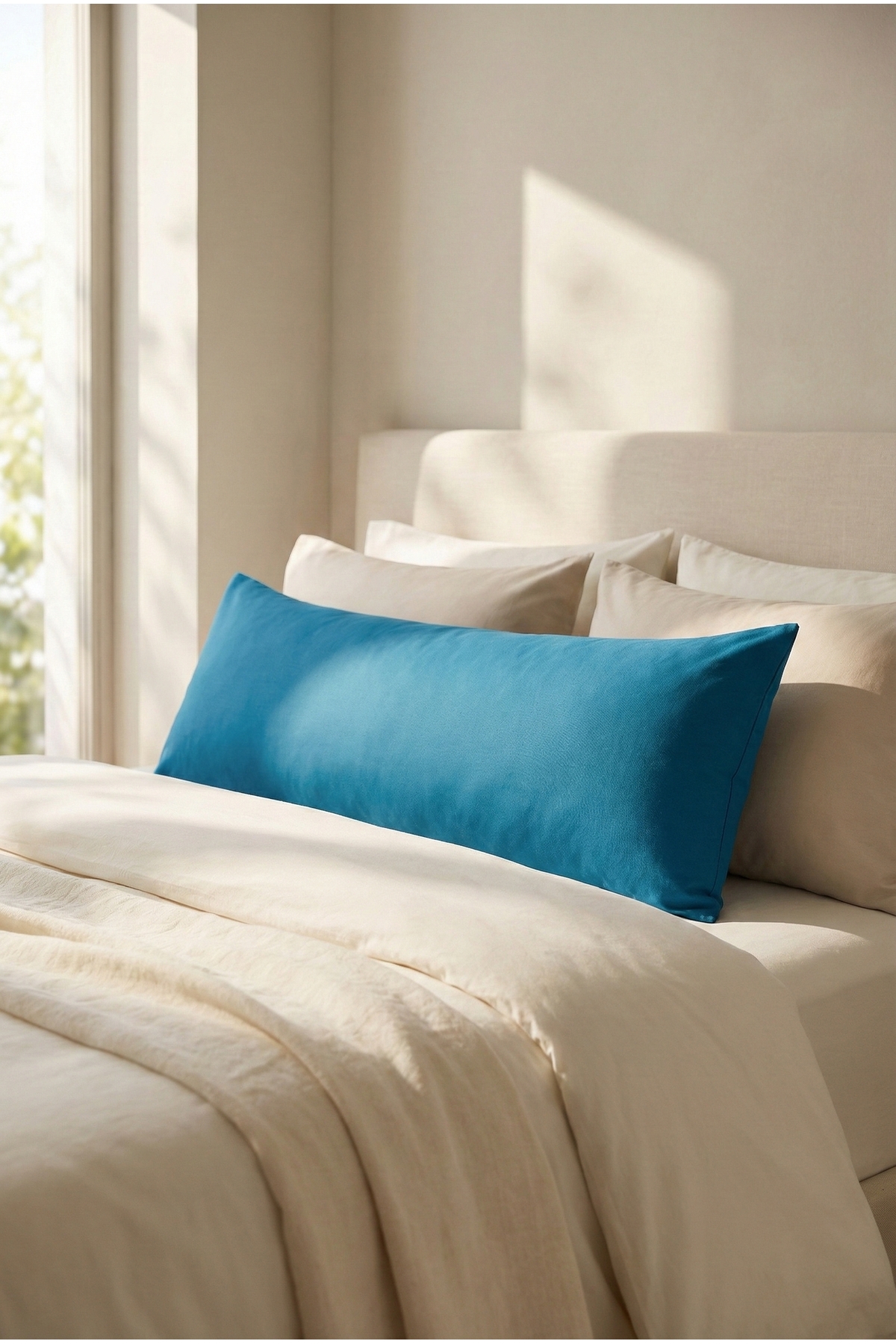 NESCO Dolgun Yan Yatış Hamile Yastığı Ve Dekoratif Uzun Yastık 50x150 Çift Kişilik Yatak Yastığı- 2200gr fotoğrafı 3 (önizleme)