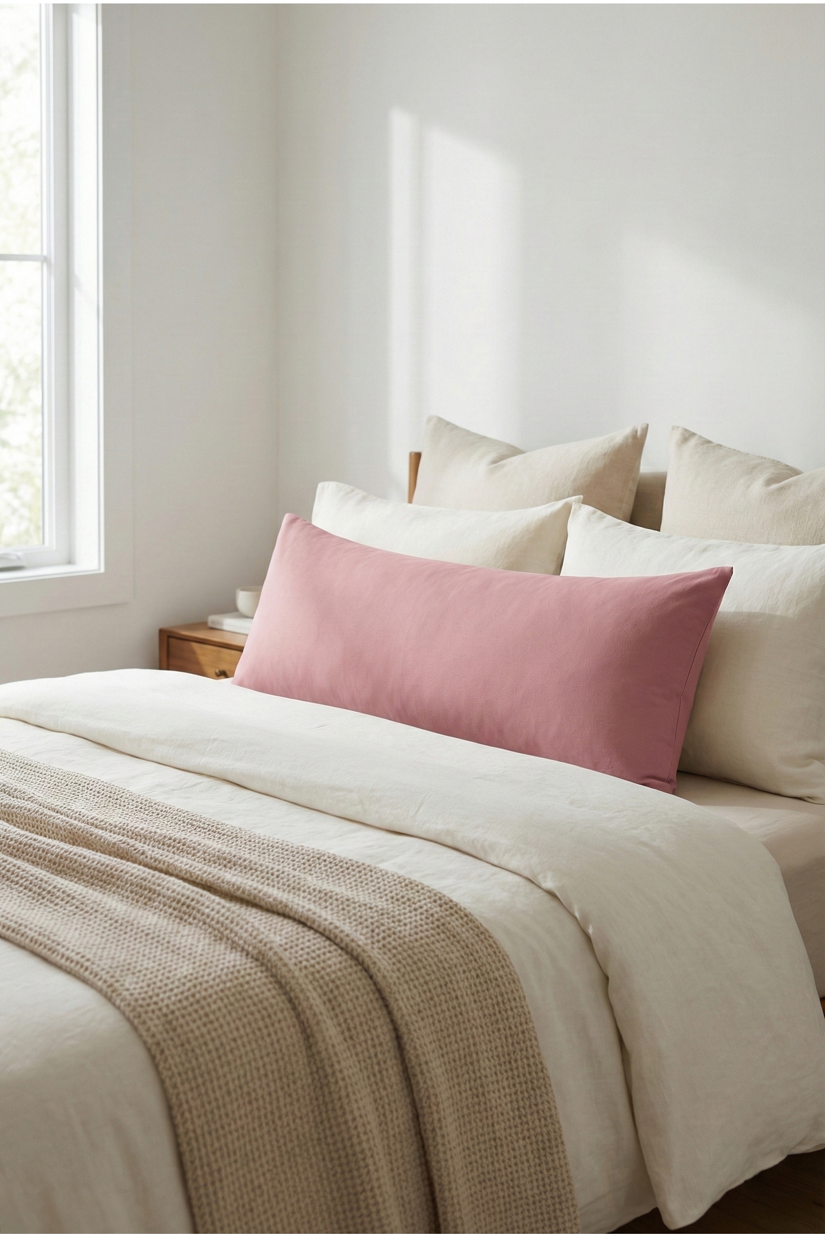 NESCO Dolgun Yan Yatış Hamile Yastığı Ve Dekoratif Uzun Yastık 50x150 Çift Kişilik Yatak Yastığı- 2200gr fotoğrafı 5 (önizleme)