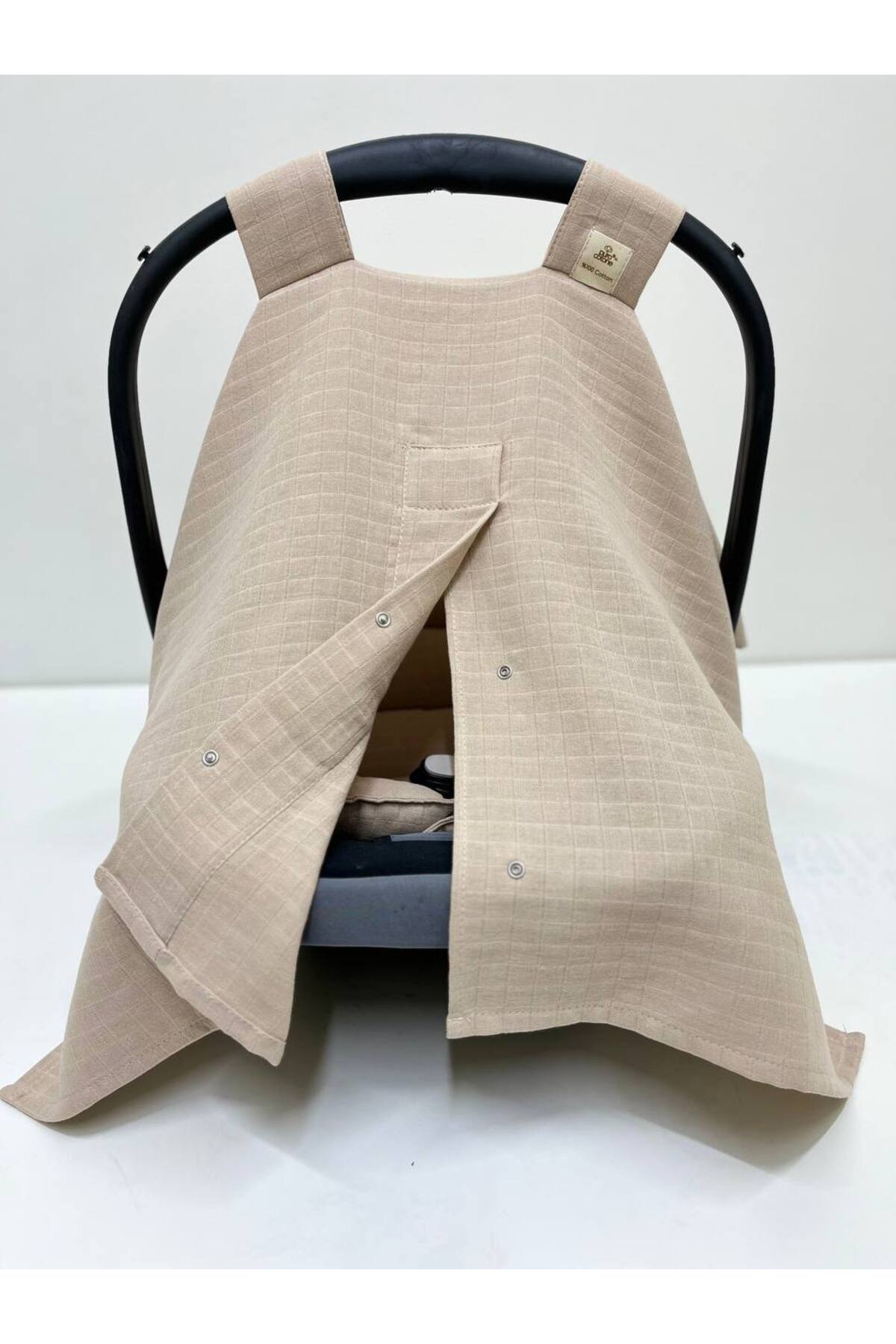 Puro Cotone %100 Pamuk Müslin Bebek Puset Örtüsü Bej fotoğrafı 2 (önizleme)