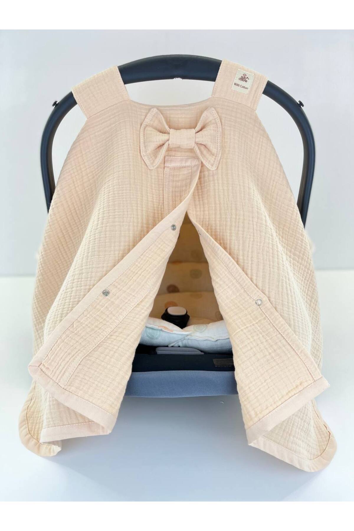 Puro Cotone 4 Kat Müslin Puset Örtüsü Ve Puset Minderi Bej fotoğrafı 4 (önizleme)