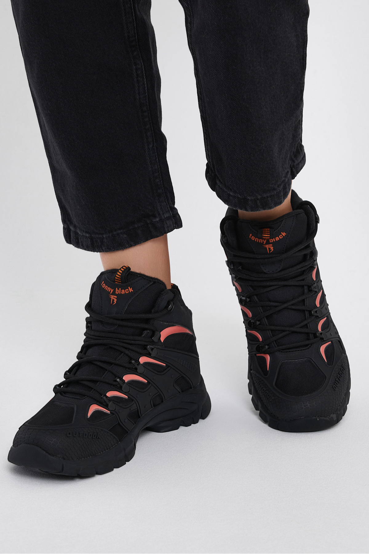 Tonny Black  Unisex Siyah Turuncu Rahat Kalıp Suı İtici Özellikli Bağcıklı Bot - Görsel 2