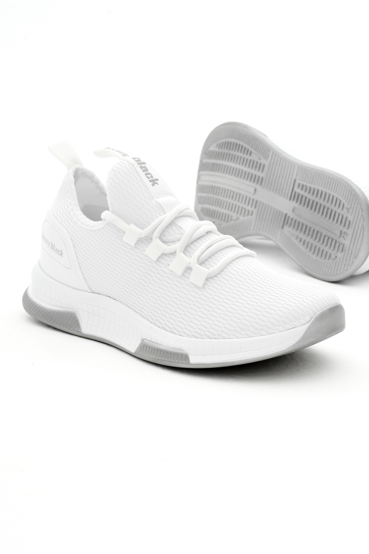 Tonny Black Unisex Beyaz Nefes Alabilen Kumaş Poli Taban Bağcıklı Spor Ayakkabı