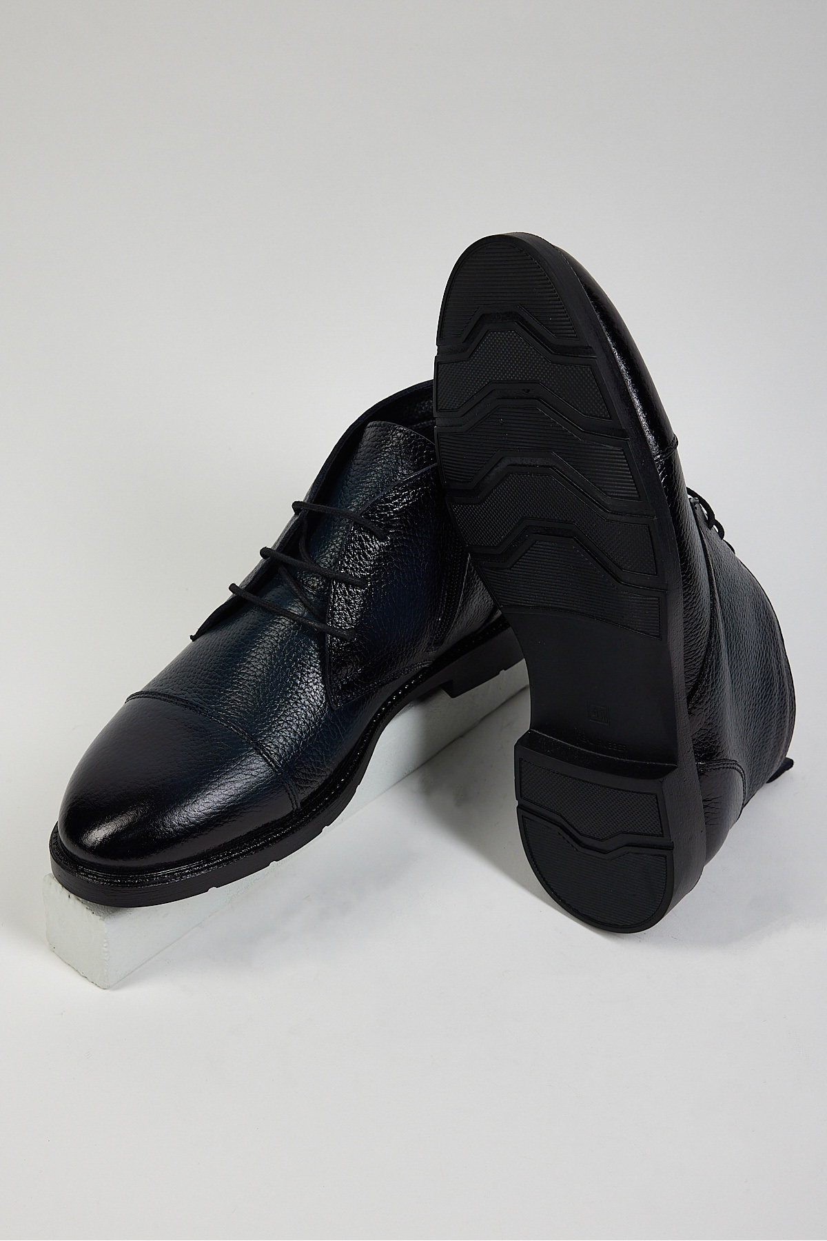 Tonny Black  Erkek Lacivert Rahat Kalıp Önü Bağcıklı Hakiki Deri Erkek Bot - Görsel 4