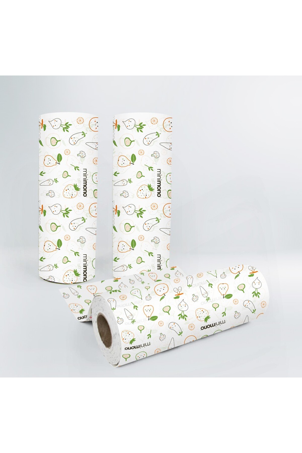 Minimono Mama Sandalyesi Örtüsü Meyve Sebze 3 Adet 10'lu Rulo fotoğrafı 2 (önizleme)