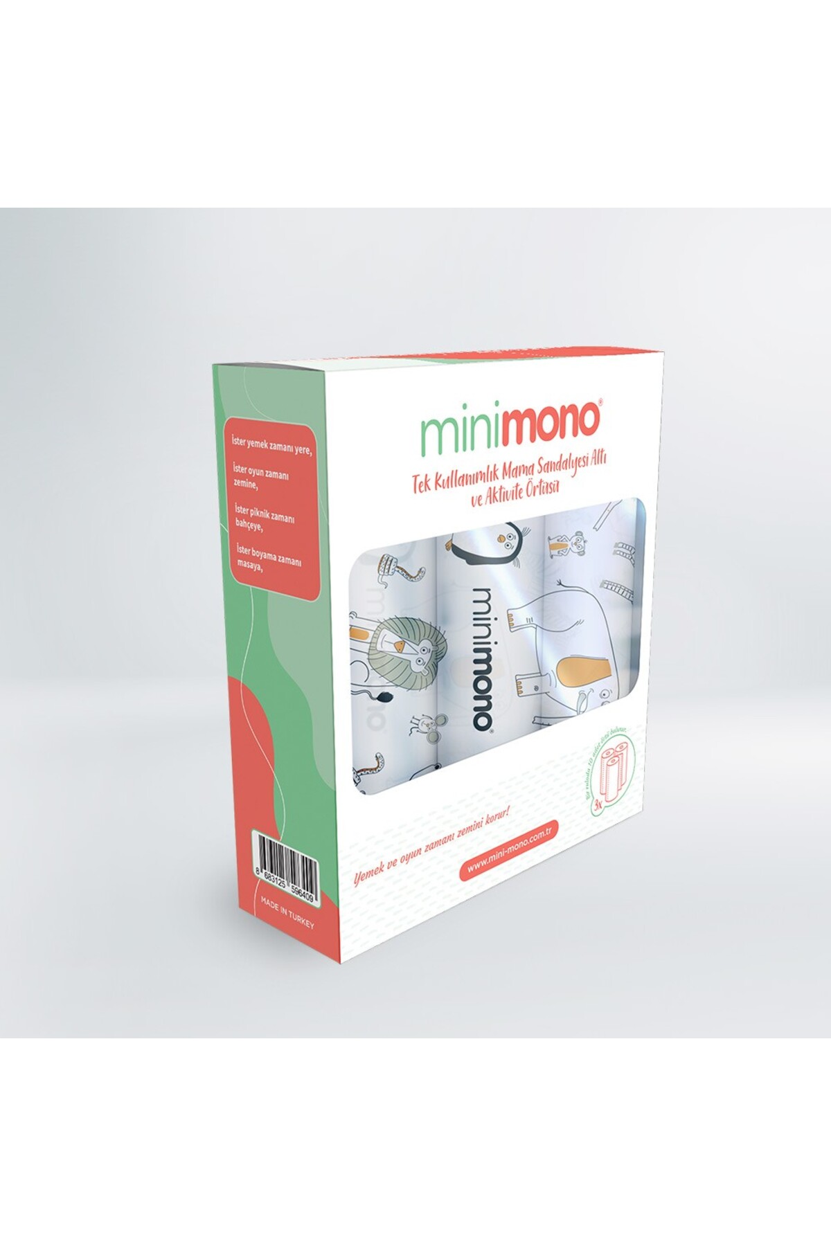 Minimono Mama Sandalyesi Örtüsü Orman Hayvanları 3 Adet 10'lu Rulo fotoğrafı 4 (önizleme)