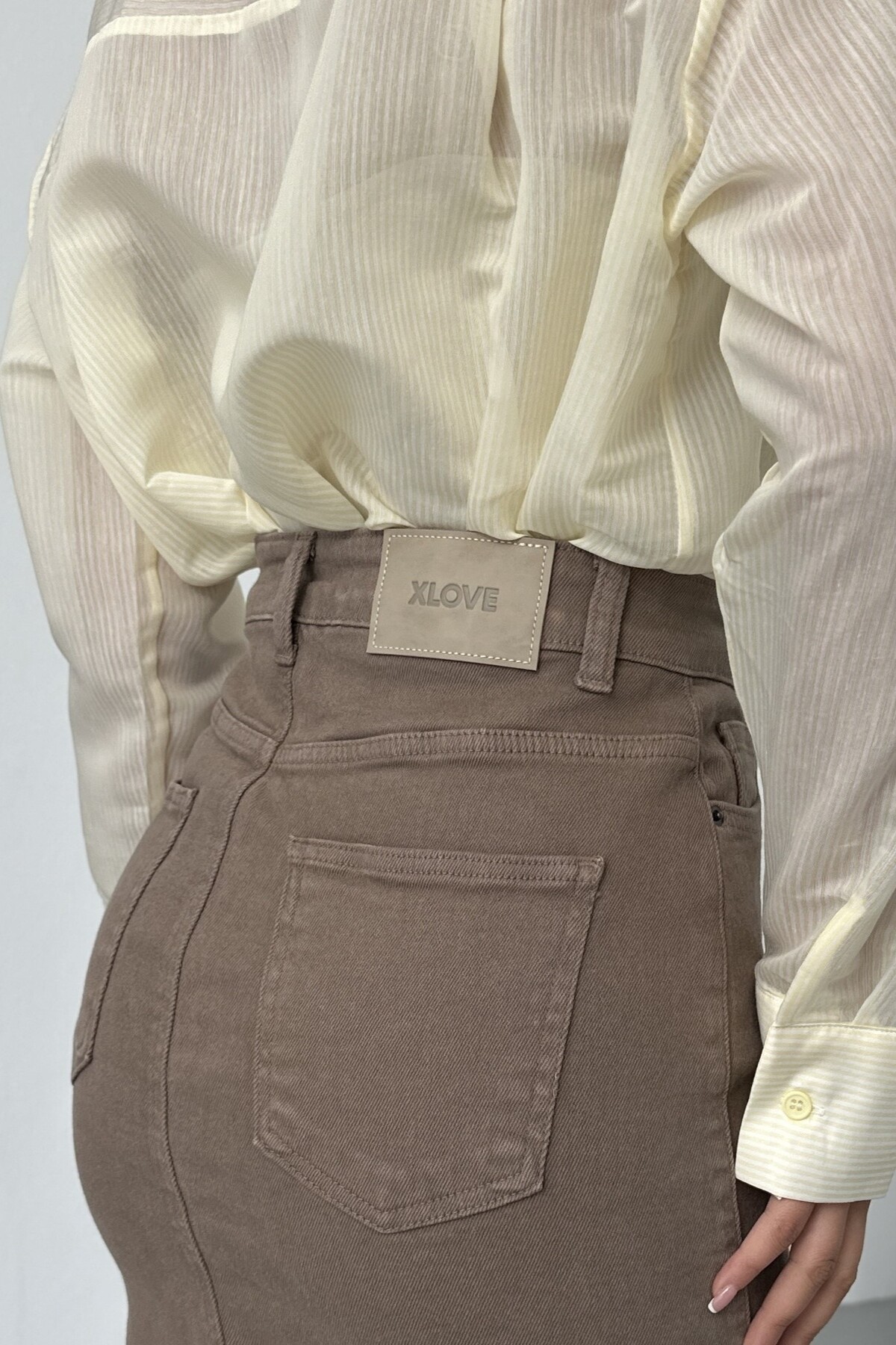 Genel Markalar  Kadın Orta Boy Kot Etek TOPRAK 1039-72 - Görsel 5