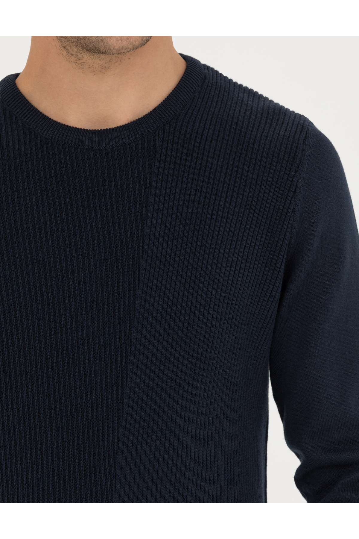 Pierre Cardin Lacivert Slim Fit Bisiklet Yaka Triko Kazak 50281823-VR033 görsel 7