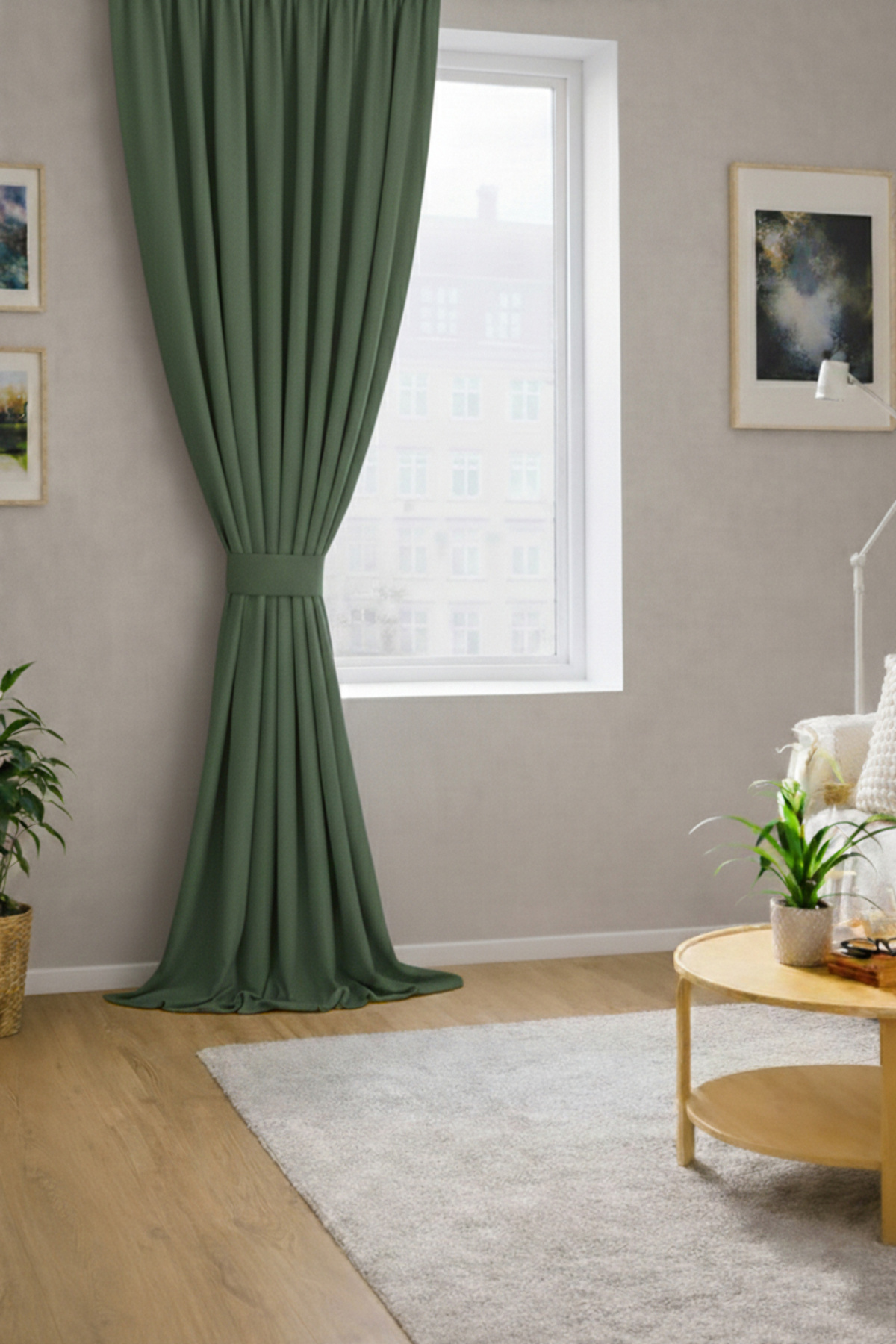 Green Velvety Fabric Extrafor Shirr New Season Single Wing Background Curtain