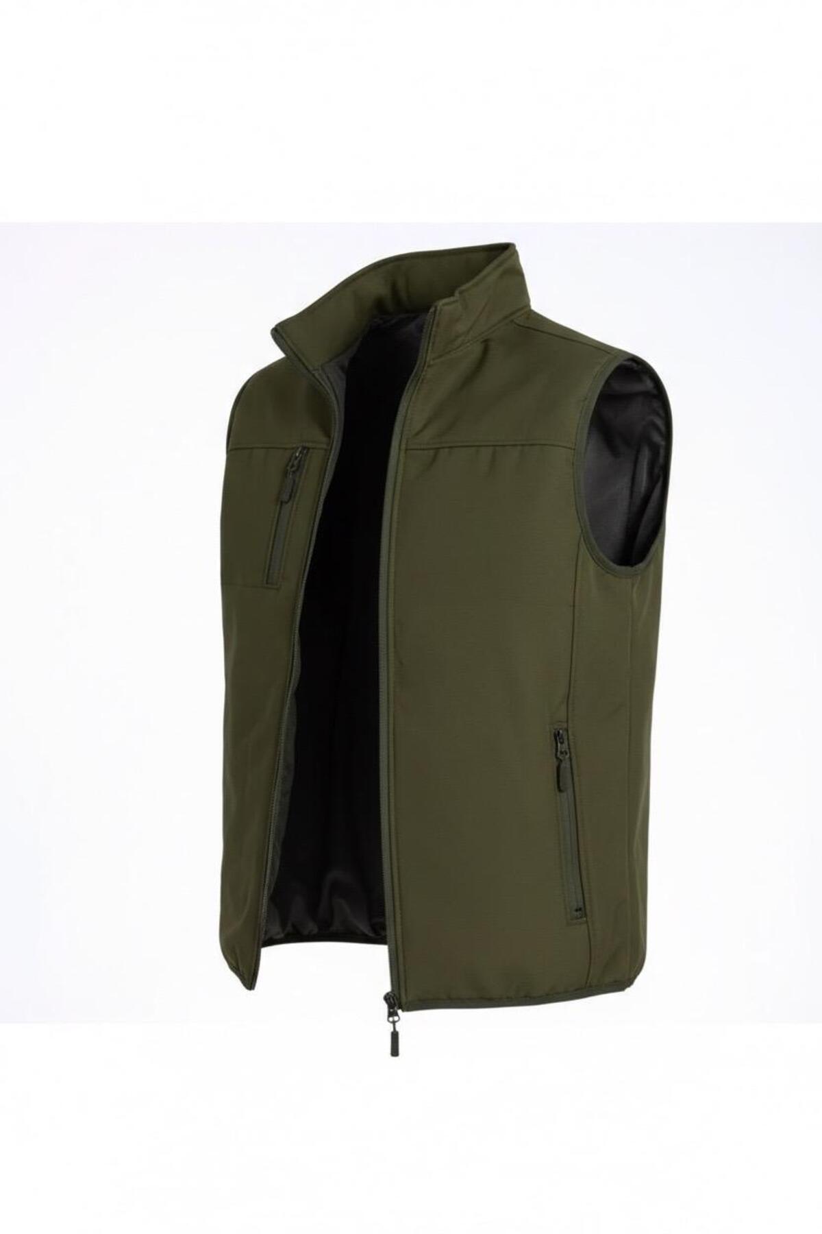 Vatan Tekstil  Dik Yaka Slim Fit 3 Cepli Softshell Erkek Yelek Su İtici Kumaş - Görsel 3